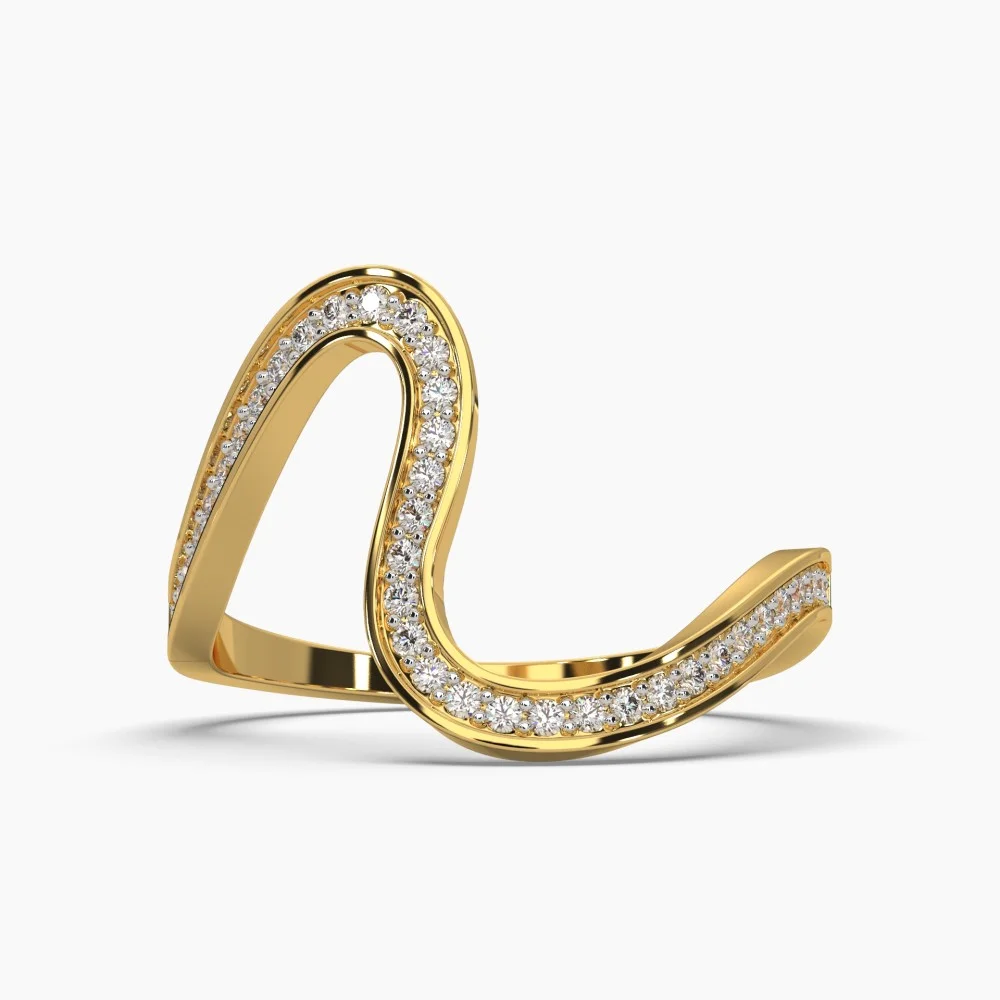 Long Curvy Diamond Ring