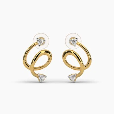 Dual curve light weight diamond earrings