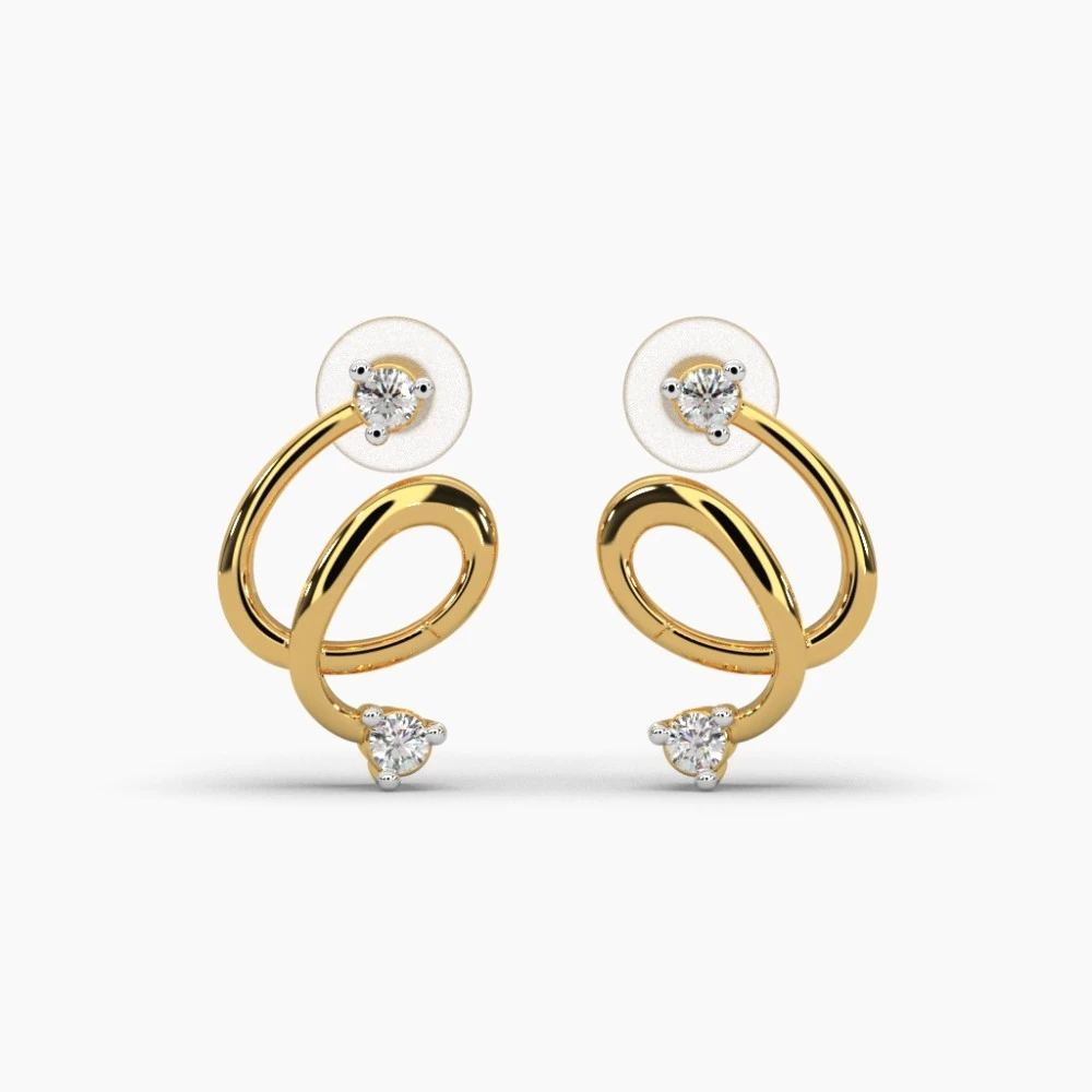 Dual curve light weight diamond earrings