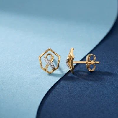 Ribbon Diamond Stud Earrings