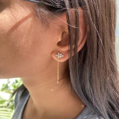 Ambi Floral Diamond Ear Cuffs